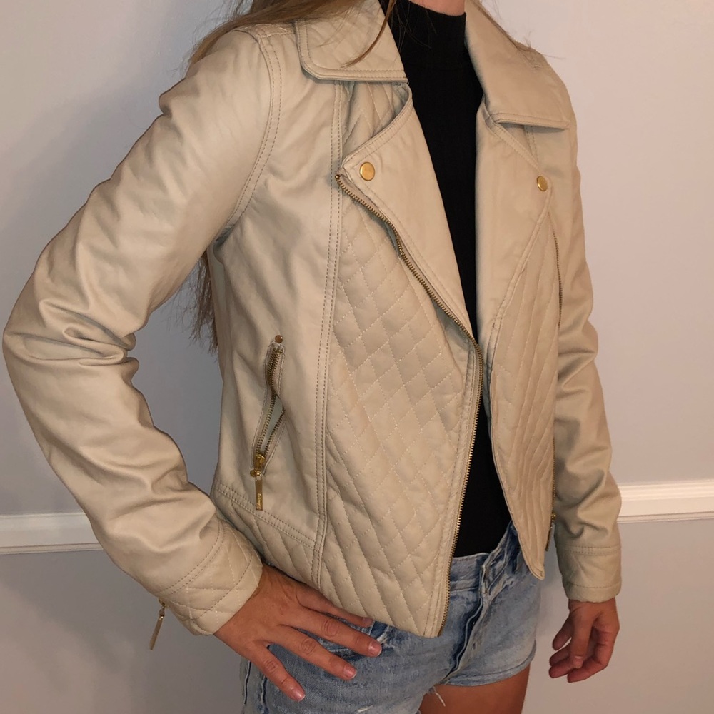 Cream leather jacket